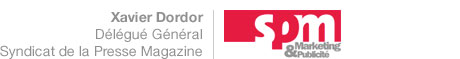 Xavier Dordor, Délégué Général, Syndicat de la Presse Magazine, logo SPM Marketing et Publicité